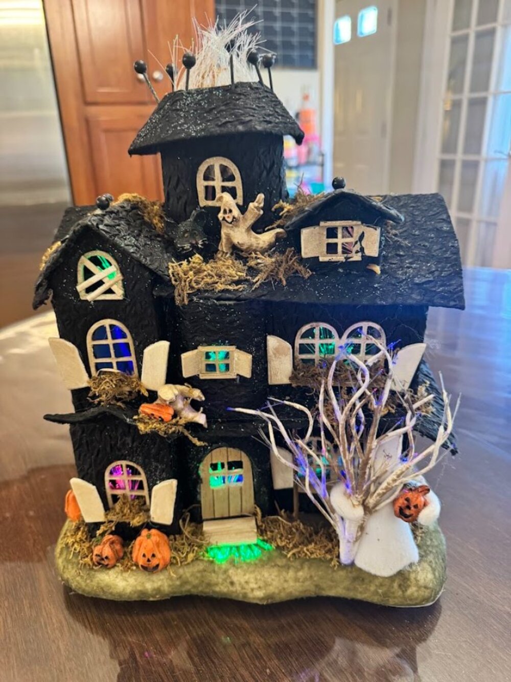 Fiber Optic Lighted Halloween Cardboard Haunted House